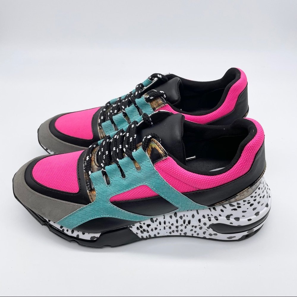 Steve Maddens Cliff Bright Multicolored Pink Blue Gray Sneakers - Picture 6 of 9